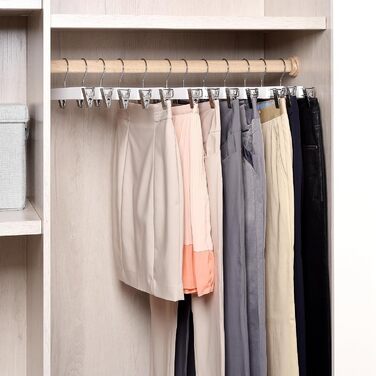 Дерев'яні вішалки для одягу Amber Home (10 шт., 36 см, білі) - міцні, з антиковзними кліпсами та поворотним гачком