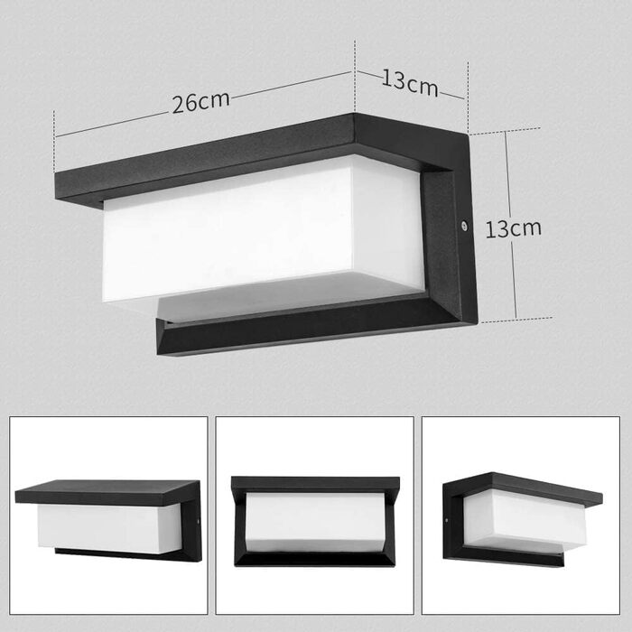 LED вуличне освітлення Lightsjoy - вулична лампа настінна 18W, IP66, алюміній, нейтрально-білий світ (2 шт)