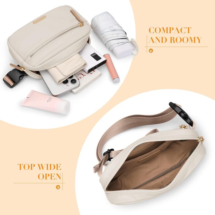 Жіноча бананка на пояс, чоловіча бананка, спортивна бананка, сумка через плече, кросбоді, бананка на регульованому ремінці, бежева, насичений абрикосовий колір, L