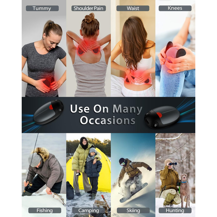 Електричні грілки для рук, набір 2 шт. - 20 годин тепла, USB, 3 температурні режими, для спорту та Raynaud's, сірий