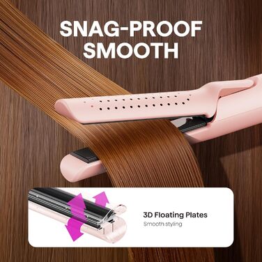Wavytalk Airstyler: 2-в-1 випрямляч та локонова зачіска з охолодженням 360°, рожевий, нагрівання за 30 секунд