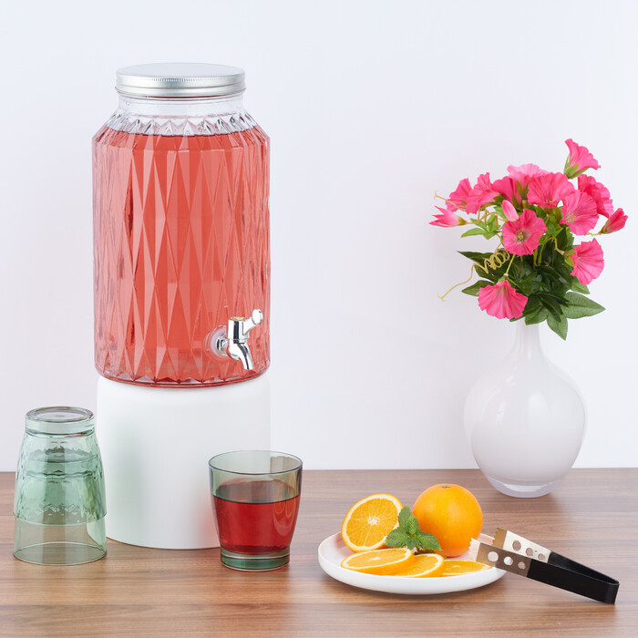 Relaxdays Drink Dispenser 5 Liter Diamond Pattern