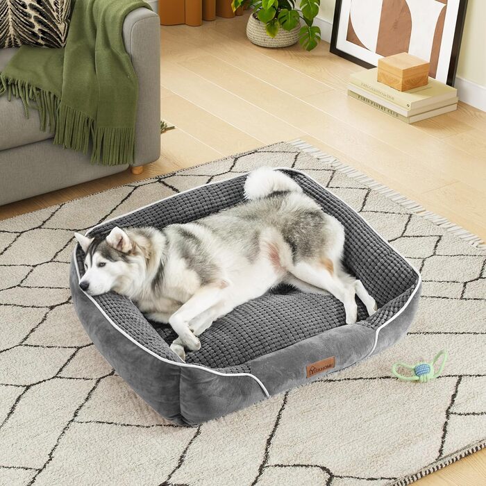 YITAHOME Dog Bed for Medium to Small Dogs, Dog Cushion, Dog Beds, 64x53cm, Non-Slip Base Dog Sofa, grey (76x61x23cm(L x W x H))