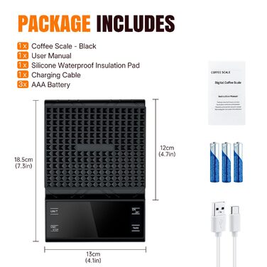 Ваги для кави Wigearss з таймером, 5 кг/0.1 г, високоточні для еспресо та Pour-Over