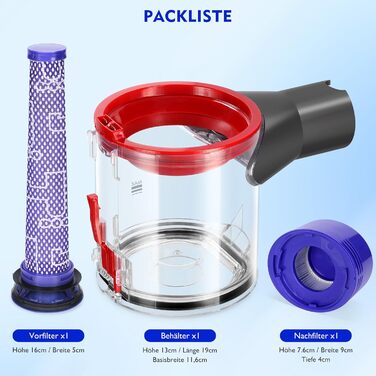 Dyson V7 V8 Dust Bin Replacement - Compatible with SV11 & SV10 Vacuum Cleaners - Part # 967699-01