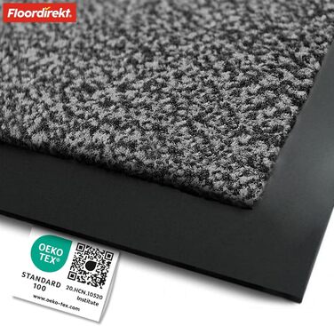 Килимок для підлоги Floordirekt Rhine - миючий, з високою зносостійкістю, з антиковзким покриттям - килимок для вхідної зони (Sparrow), колір антрацитовий (меланж), 80 x 120 см