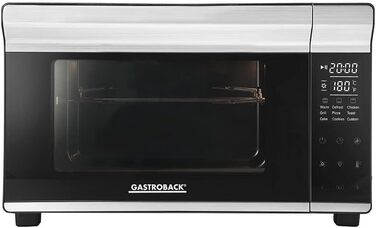 Міні-піч GASTROBACK Bake & Grill з конвекцією, 26 л, 5 функцій, Cool Touch, камінь для піци, дека, решітка та шампур