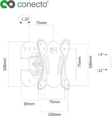 Кріплення для телевізора Conecto Wandhalterung SA-CC50254-V2 (23-42 дюйми, VESA 200x200, нахил +/-20°, поворот +/-90°, білий)