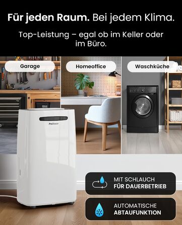 Про Breeze - відбійник повітря 20 л/24 год. Підходить для приміщень до 30 м². 4 режими роботи, цифровий дисплей, шланг для зливу, функція сушіння білизни, таймер. Захист від вологи та плісняви.