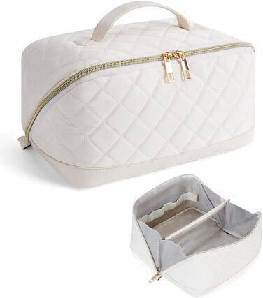 Косметичка для подорожей Wandering Nature для жінок: велика, водонепроникна, з відділенням для пензликів (Beige)