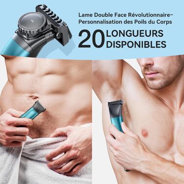 Триммер для тіла Kensen 2-в-1: для чоловіків, для інтимної зони, волога та суха, з насадками для грудей, пахв та зони бікіні