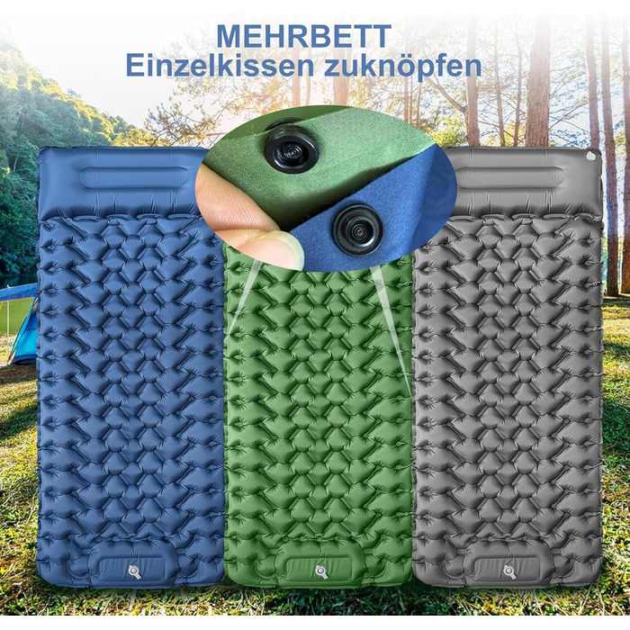 YOUXIU Self-Inflating Camping Mat - Ultralight Sleeping Pad with Foot Pump - Waterproof Travel Mat for Hiking & Tent Use - Blue