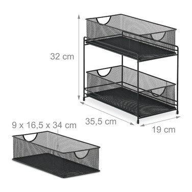 Relaxdays Kitchen Organizer with 2 Pull-Out Baskets