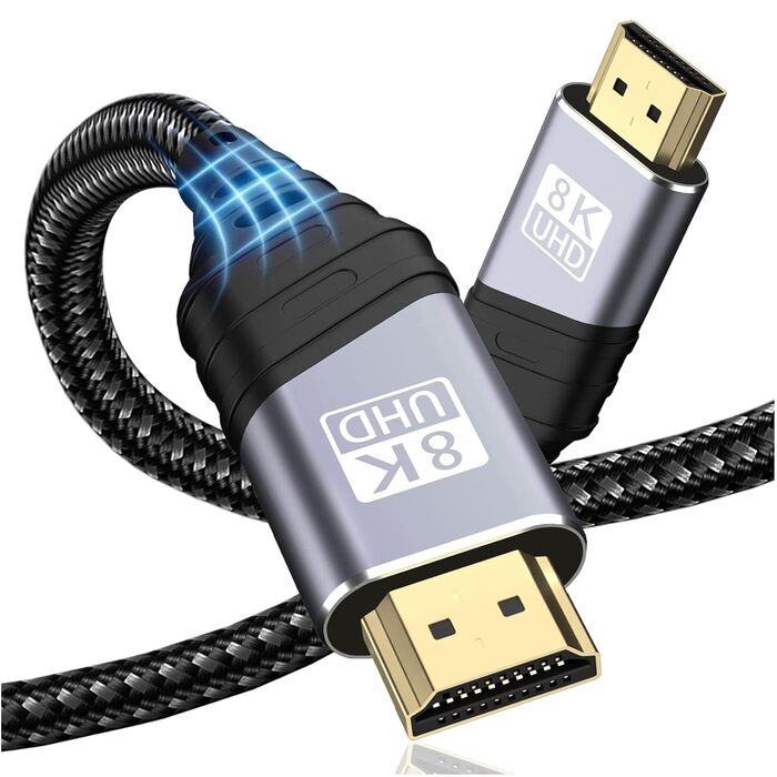 HDMI 2.1 кабель TEFLOTY: 8K, 48Gbps, Ultra Highspeed, підтримка 8K@60Hz, 4K@120Hz, eARC, HDCP 2.2/2.3, DTS:X, Dolby Atmos, сумісний з HDTV, PS5/4/3, Xbox Series X/S, моніторами