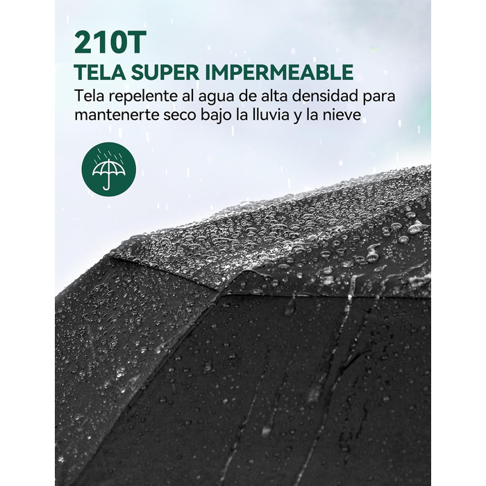 TECKNET Парасолька автоматична, чорна, штормостійка, легка у використанні