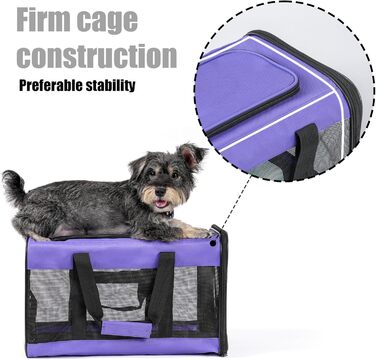 Транспортна переноска для собак та котів HITSLAM, складана, фіолетовий колір, розмір M (середній/великий), для авіаперельотів