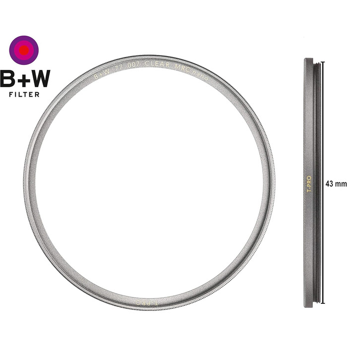Фільтр захисний B&W 43mm T-Pro (Ультратонкий, MRC Nano) - Преміум якість