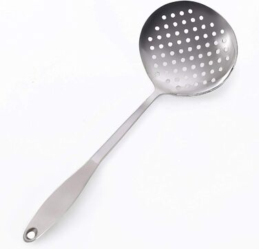 Skimmer Spoon/Strainer Ladle - Stainless Steel - with Sanding Handle - Perforated Style for Kitchen Food - by Cenka (13.2-inch) by CENKA