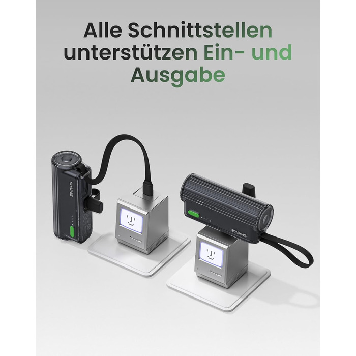 Power Bank SHARGE Flow Mini 2 22.5W: Компактний акумулятор з інтегрованим кабелем для iPhone та Galaxy, USB-C та Lightning