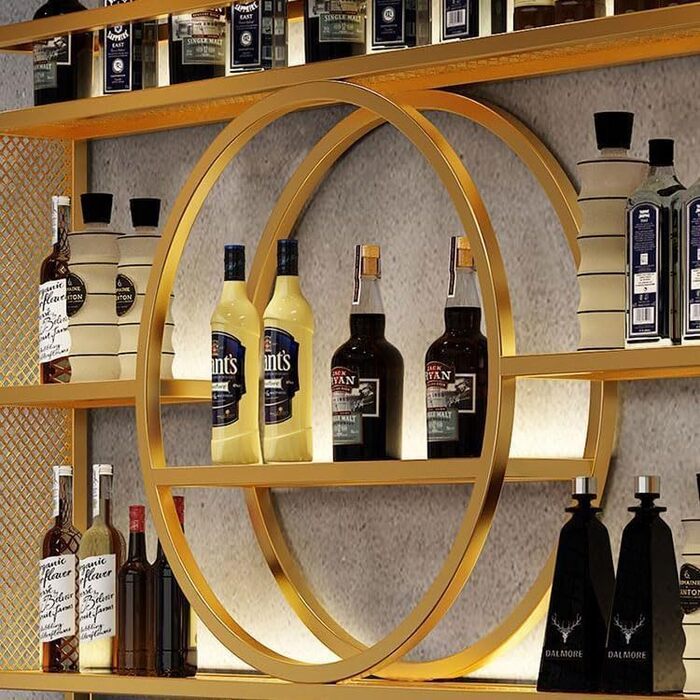 Стильна металева стійка для вин на стіну, 3-ярусна, чорна, 100x15x80 см