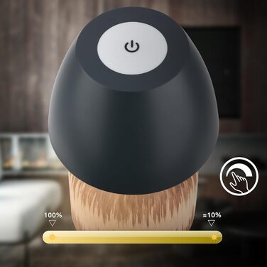 LED лампа BRILONER настільна бездротова IP44 з торканням, регульована яскравість, керамічний цоколь, нічник, лампа для читання, декоративна лампа, настільна лампа, акумуляторна лампа, для вулиці, 13,5x22 см, (антрацит-дерево)