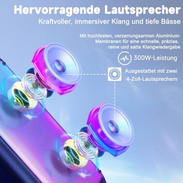 Караоке система JYX T10 з 2 мікрофонами, Bluetooth колонка RGB, портативна караоке-бокс з USB/TF/AUX/FM, для вечірок