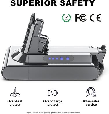 Замінний акумулятор 6000mAh для пилососів Dyson V10 (SV12, Animal, Absolute, Motörhead, Fluffy, Total Clean)