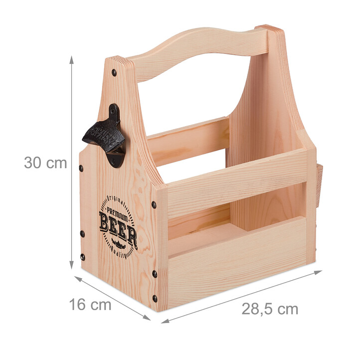 Wooden Beer Caddy with Bottle Opener
