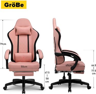 Ігровий крісло GTPLAYER з ергономічним дизайном, підлокітниками, що обертаються, та підніжкою (чорно-рожевий)