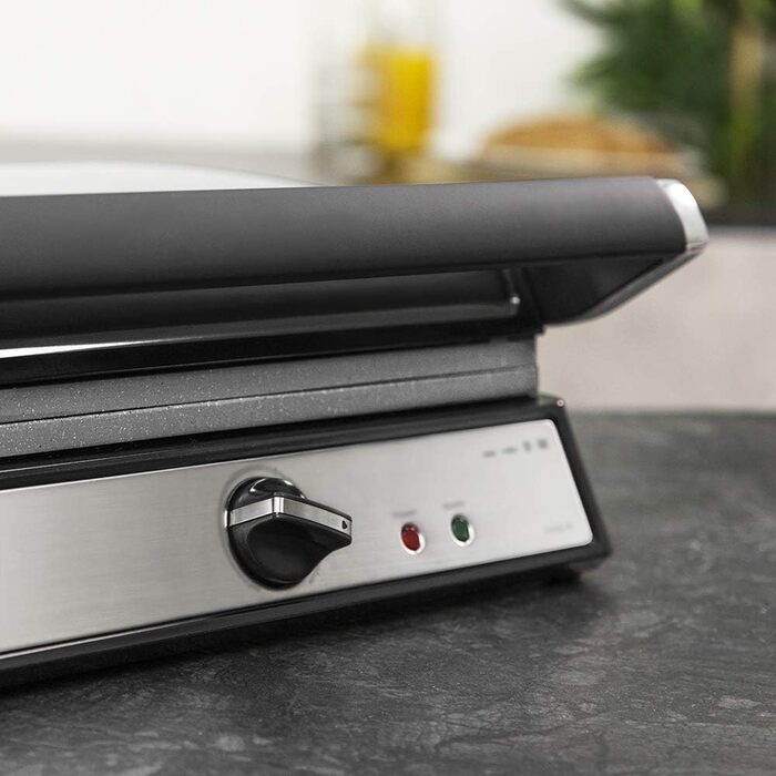 Cecotec Rock'nGrill 2400 UltraRapid Electric Grill - 2400W, RockStone Coating, Floating Upper Plate, Eco-Friendly, with Drip Tray, Adjustable Temperature