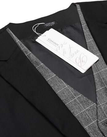 Жилет чоловічий COOFANDY стильний, в клітинку, Slim Fit, чорний - для весілля та ділових зустрічей