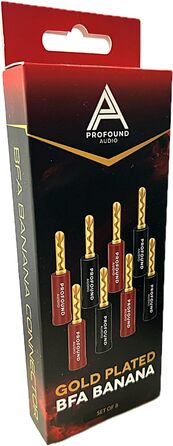 Позолочені HiFi роз'єми «банан» BFA (24K), 8 шт. — конектори для акустичних кабелів, підсилювачів та AV-ресіверів (з ключем для монтажу)