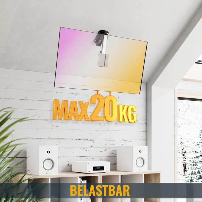 Кронштейн для телевізора стельовий поворотний RICOO 13-32 дюйми VESA 100x100 для плоских, Smart OLED та вигнутих телевізорів