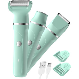 Електричний жіночий триммер 3-в-1 для тіла та обличчя, водонепроникний, зелений