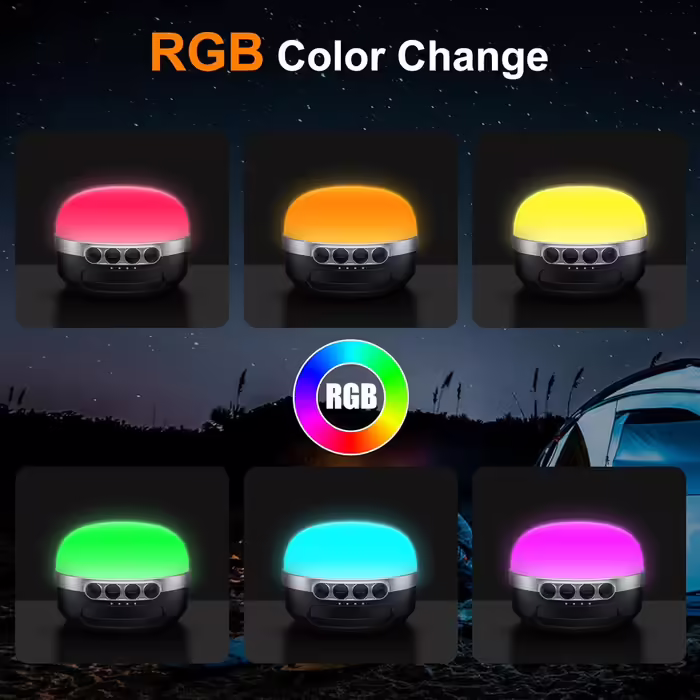 LED Camping Lamp, 10400mAh Battery Rechargeable RGB Color Changing, Steplessly Dimmable, Magnetic Camping Light with Hook for Home, Outdoor Activities, Hiking, Tent Light, Ambient Light, Emergency, etc.