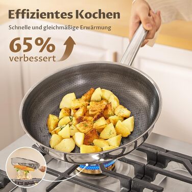 Сковорода BLAZANT індукційна 20/24/28 см, тришарова нержавіюча сталь, антипригарне покриття, набір, керамічна, з нержавіючою ручкою, без PFAS PFOA/PTFE, для духовки, підходить для індукційних плит