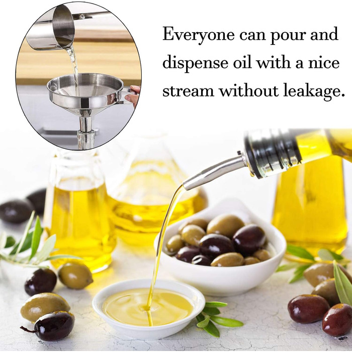 Виливник для оливкової олії LanMa, нержавіюча сталь, для лікеру, оцту, сиропу, олій, з нержавіючими тримачами (6 шт.)