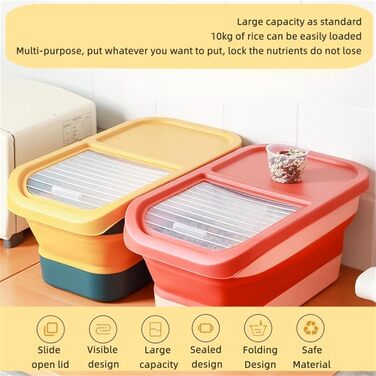 Контейнер для корму для собак, 15 кг, BPA-free, з кришкою-кляпкою, на колесах, великий, складний, для сухого корму