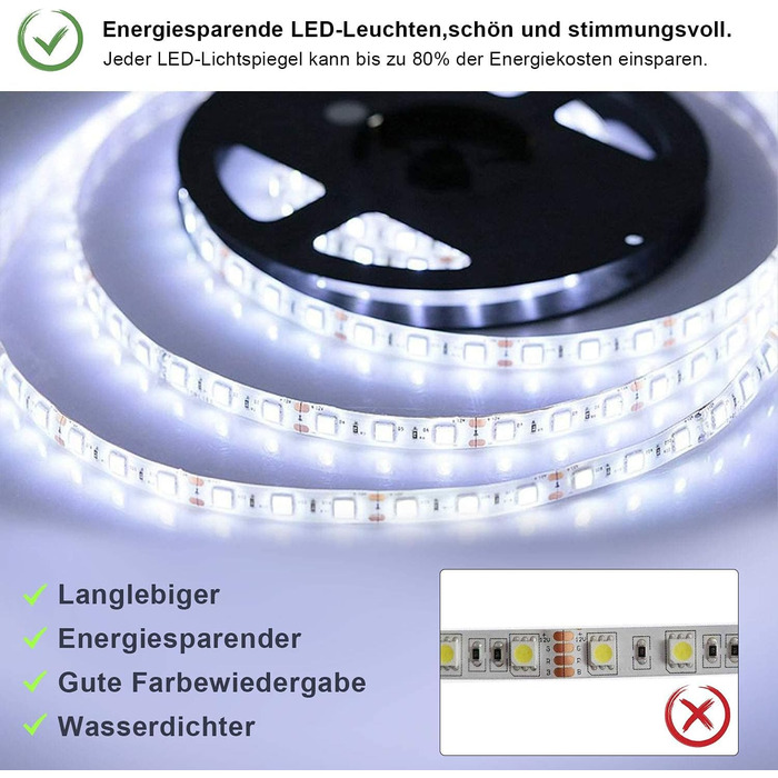 Дзеркало для ванної кімнати SONNI з підсвічуванням 60x40 см, LED, IP44, біле