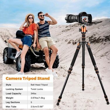 Штатив для камери VICTIV 203 см: алюмінієвий, для Canon, Nikon, Sony, з кульковою головкою та сумкою, до 15.4 кг