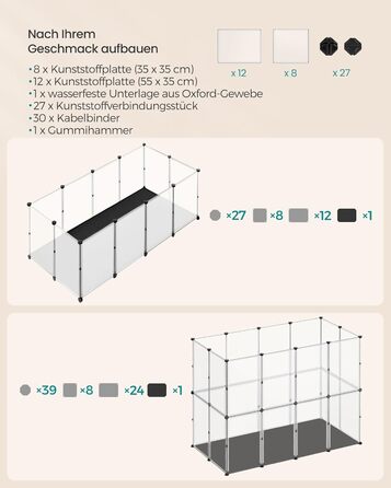 Клітка для дрібних тварин SONGMICS LPC012W01 з піддоном, біла, 143 x 73 x 46 см
