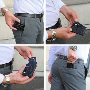 Кредитне картхолдер Solo Pelle Mech | Шкіряний картхолдер з RFID захистом | Чорний крокодил