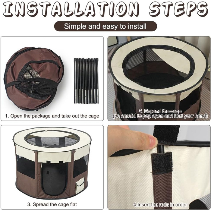 Складаний вольєр для цуценят, 70x70x40 см - вольєр для собак, для дому, водовідштовхуючий, Oxford