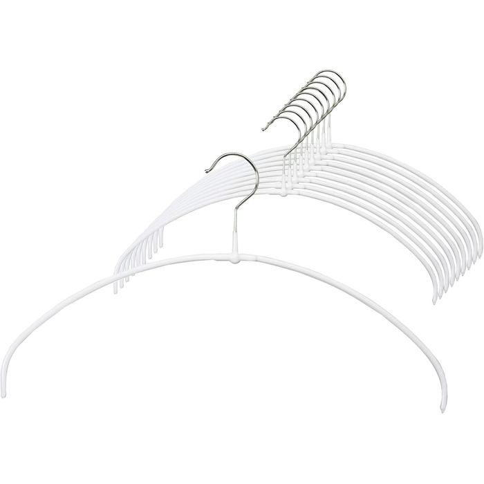 MAWA Clothes Hangers Light, Set of 20 space-saving and non-slip hangers, ideal for T-shirts, tops, and lightweight sweaters, with a 360° rotatable hook and non-slip coating, 40 cm, White