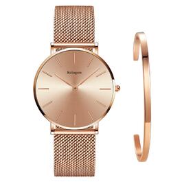 Жіночий годинник аналоговий кварцовий з нержавіючої сталі, водонепроникний, з мікросіткою, ультратонкий комплект з браслетом (рожеве золото, рожеве золото, рожеве золото)