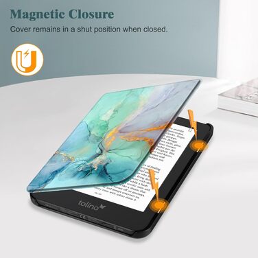 Чохол Fintie для електронних книг Tolino Shine Color/Shine(2024)/Shine 4(2022) & Kobo Clara Colour/Clara BW(2024)/Clara 2E(2022) з авто-вимкненням та магнітним закриттям, блакитний мармур