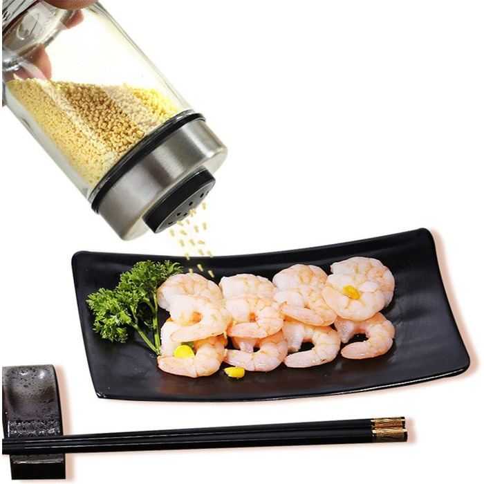 Spice Jar Oil Bottle Salt and Pepper Shakers Glass Jars with Rotating Holder, 100ml (6-Jar)