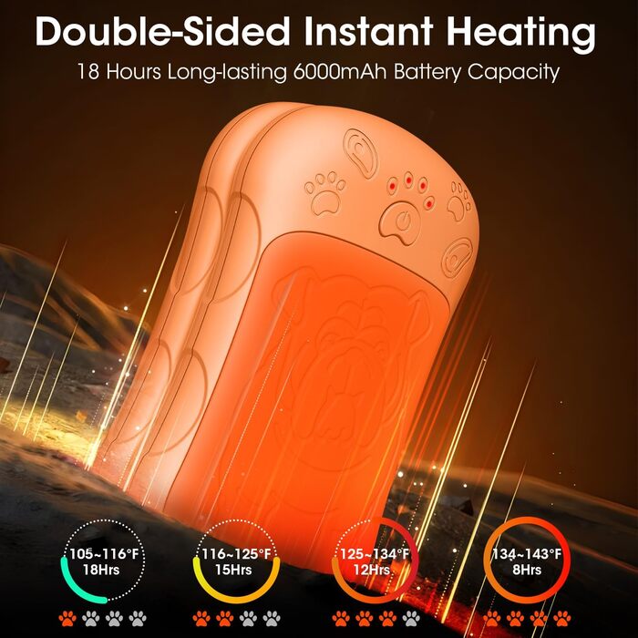Електричні грілки для рук, 2 шт. 6000 мАг, акумуляторні, багаторазові, для спорту, полювання, кемпінгу, теплий подарунок для жінок, чоловіків, дітей (Помаранчевий)