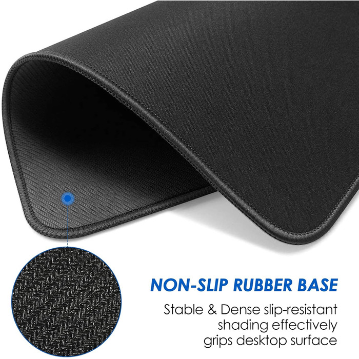 KTRIO Комплект килимків для миші 3 шт. (275x215 мм, чорний) з антиковзким покриттям та міцними краями для комп'ютера, ноутбука та ПК