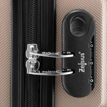 Набір валіз Zelsius 3 шт. Champagne | ABS, з кодовим замком, роздільниками всередині | Ручна валіза, набір валіз, Trolley, велика валіза
